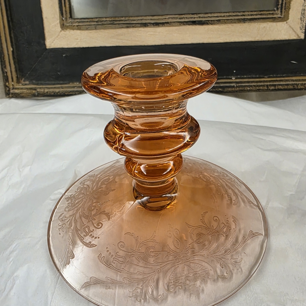 Elegant Amber Glass Candle Holder